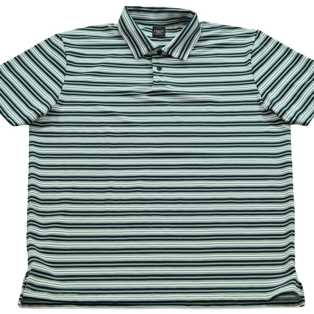 Oakley Hydrolix Golf Polo Shirt Regular Fit Green Striped Mens Size M
